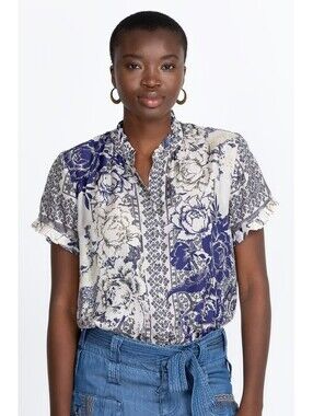 Johnny Was Filo Nahia Tunic Silk Top Womens